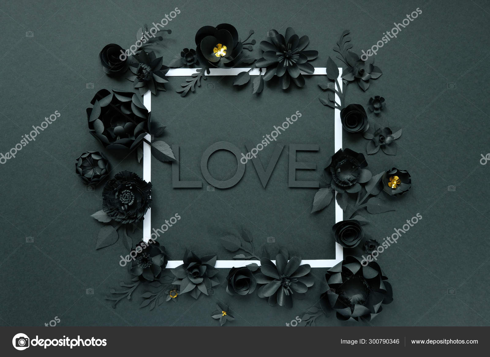 Black paper flowers, floral background, bridal bouquet, wedding